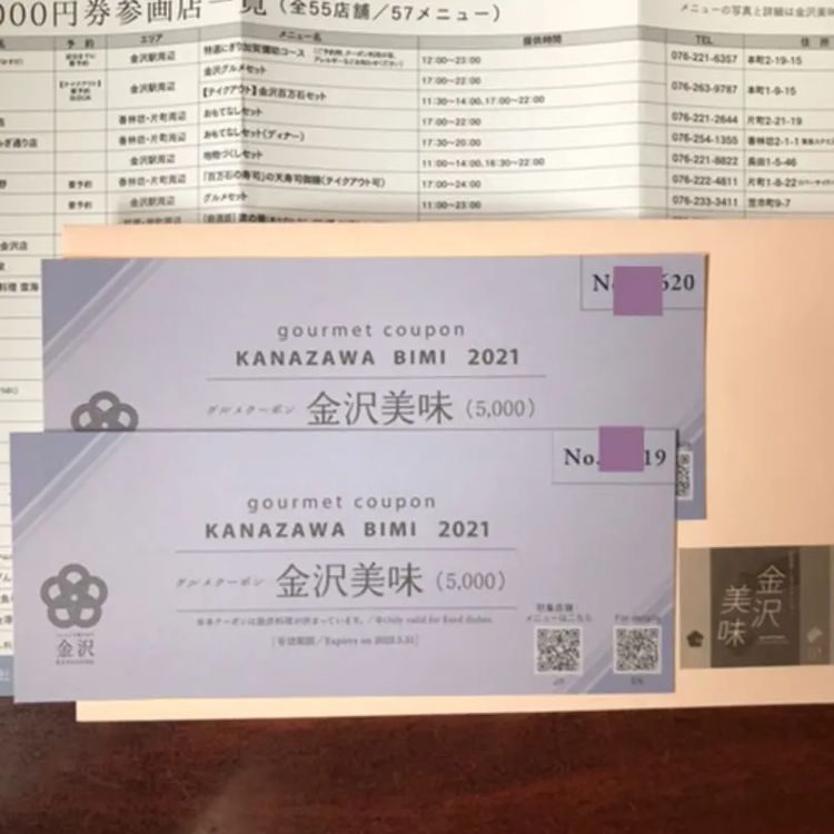 金沢美味クーポン 5000円券×2枚 - メルカリ