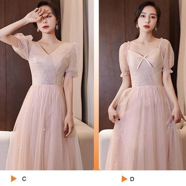 パフスリーブ パーティー ランタン Vネック ミモレ丈 Aライン Lace Ladies スクエアネック パフスリーブ シャーリング