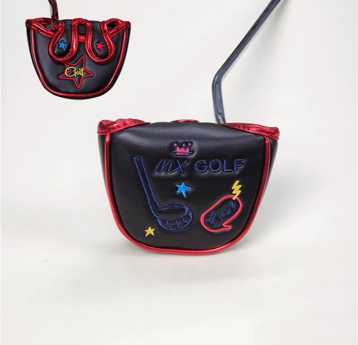 【当季新品4点セット】韓国バージョンのMXgolfゴルフクラブヘッドカバー黒 ゴルフヘッドカバー ゴルフアイアンカバー ゴルフウッドカバー