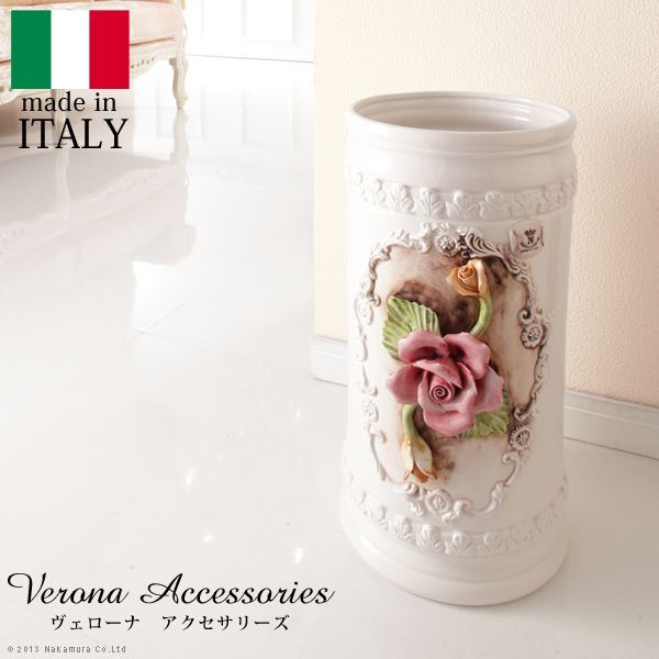 完成品 輸入家具 イタリア 家具 プリンセス風 姫系 ヨーロピアン ヴェローナクラシック 陶製傘立て-ローズ 傘 玄関 ヨーロッパ家具 クラシック 輸入家具 アンティーク風 イタリア製 おしゃれ エレガント 在宅 42200060 OA