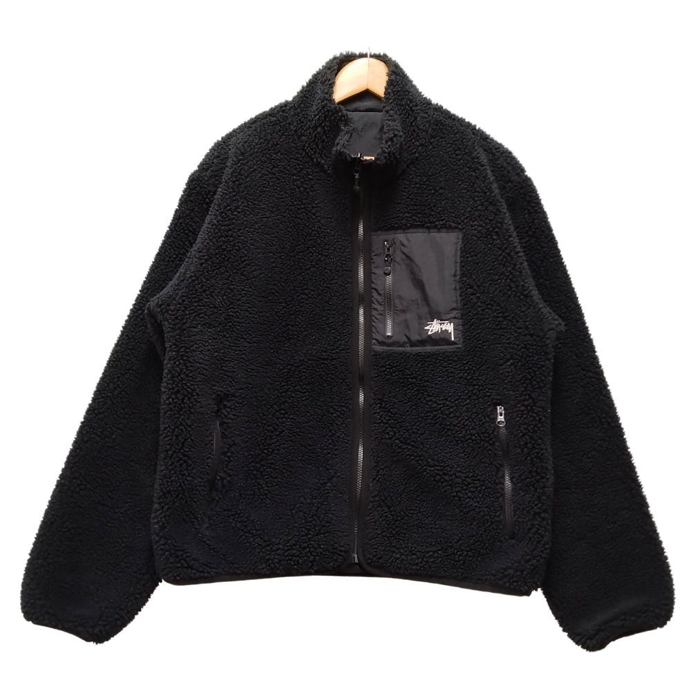 STUSSY ステューシー SHERPA REVERSIBLE JACKET リバーシブル ボア ジャケット ブラック サイズ L | 50394