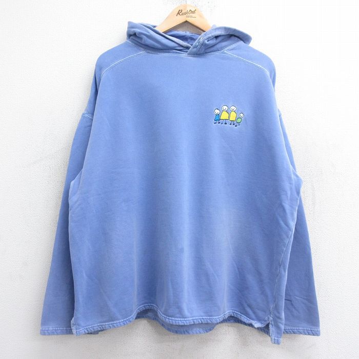 XL/古着 長袖 スウェット パーカー メンズ 00s 人 大きいサイズ コットン 薄紺 ネイビー 24sep12 中古 スエット トレーナー トップス