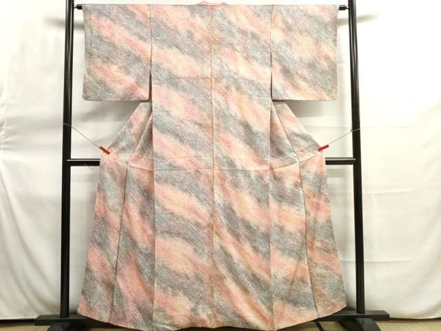 平和屋着物□上質な小紋 絞り 霞文 暈し染め さが美扱い 正絹