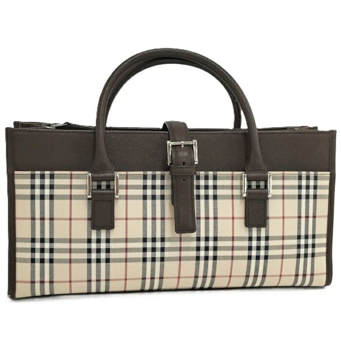 BURBERRY ハンドバッグ ノバチェック レザー キャンバス