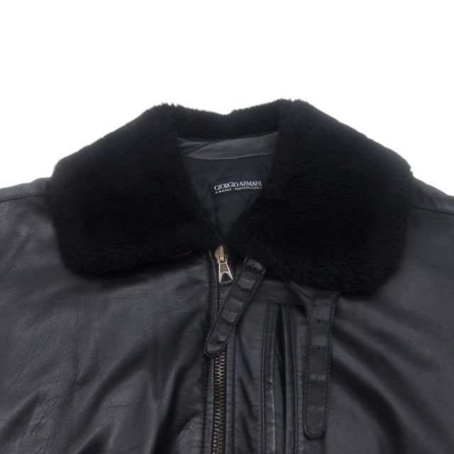 GIORGIO ARMANI 90s LEATHER FLIGHT JACKET BLACK サイズXL