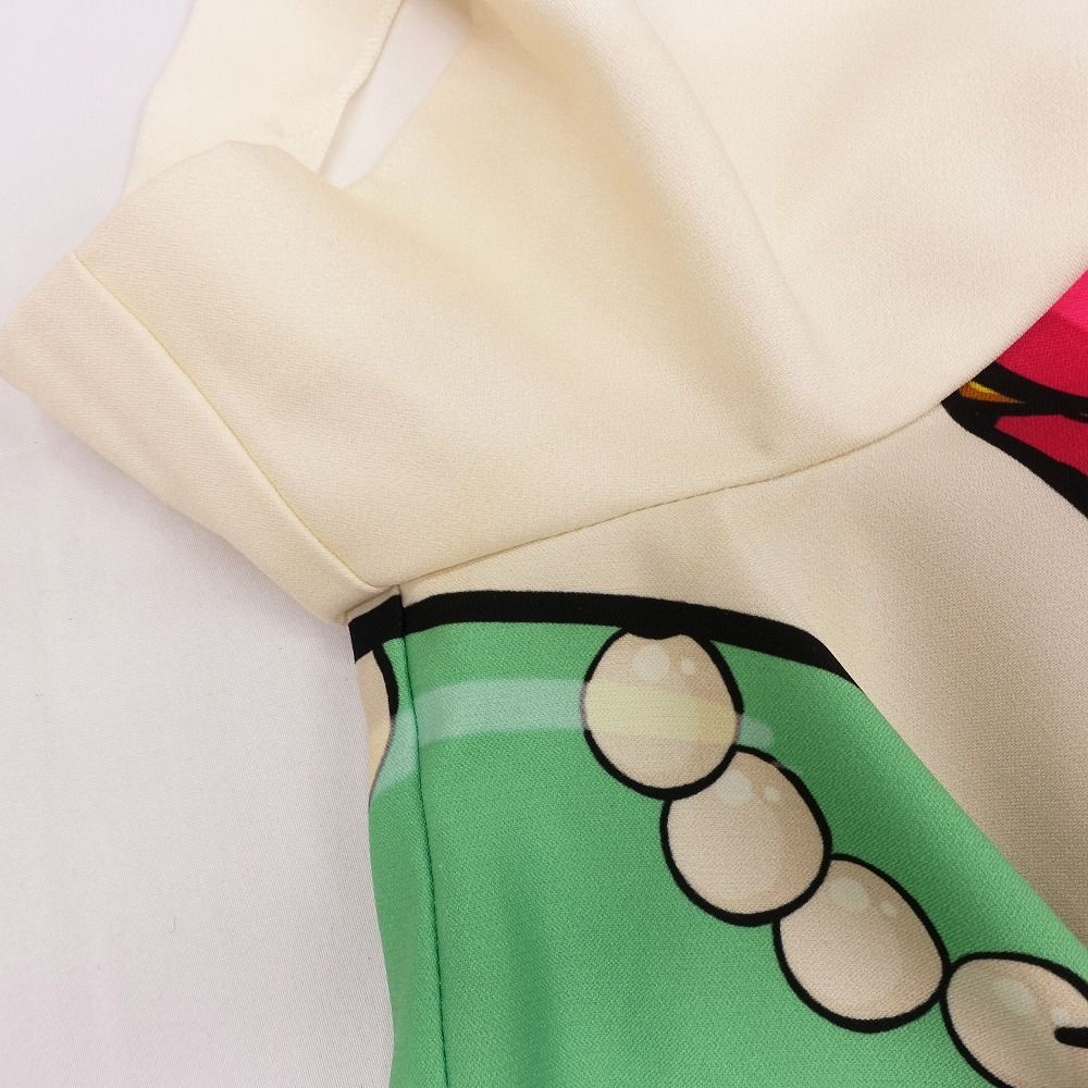 BOUTIQUE MOSCHINO ブティック モスキーノ リボン スカーフ柄 ブラウス シャツ 半袖 トップス 38 S ホワイト系 レディース 【中古】 BOUTIQUE MOSCHINO ブティック モスキーノ リボン スカーフ柄