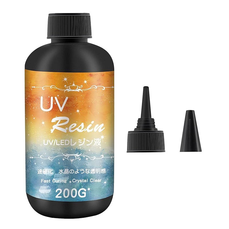 UNOKKI レジン液， 高い透明 200g UV/LED対応 レジン液 大容量， 高い透明 UVレジン液， ジュエリー等に適用クリアuvレジン， 硬化速い， 低刺激性， レジン液 大容量 0