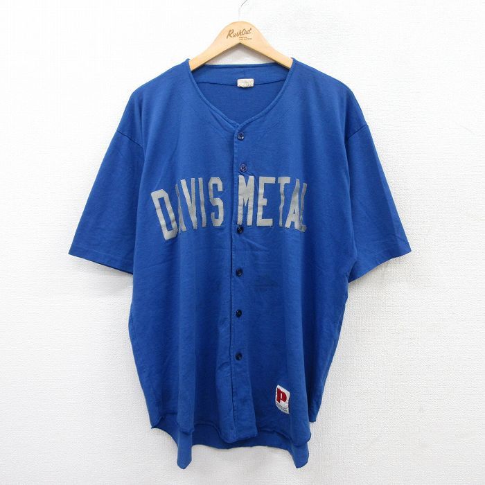 XL/古着 半袖 ベースボール シャツ メンズ 80s DAVIS METAL 13 大きい