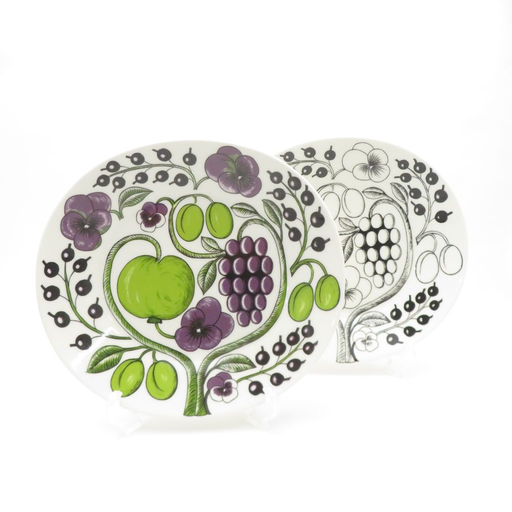 ARABIA アラビア パラティッシ ブラック＆パープル オーバルプレート 2枚 セット 25cm 大皿 SC8987G1