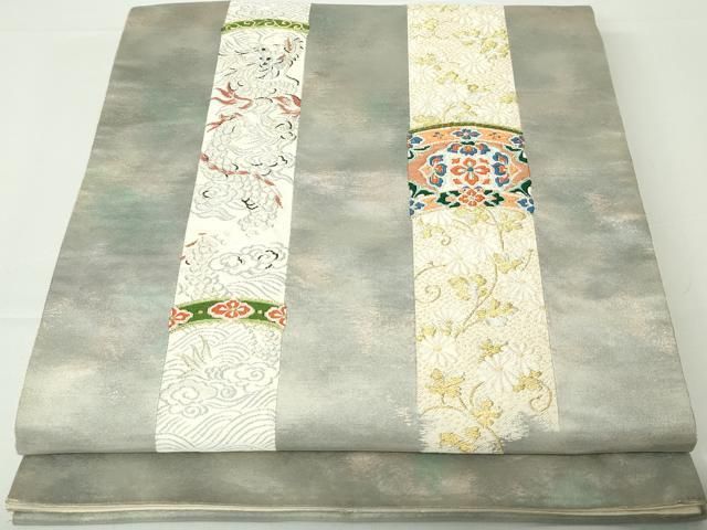 美品！丸菊 銀 金 竹作 楓 流 正絹 袋帯 二重太鼓 作り帯 美品！丸菊 銀 金 竹作 楓 流 正絹 袋帯 二重太鼓 作り