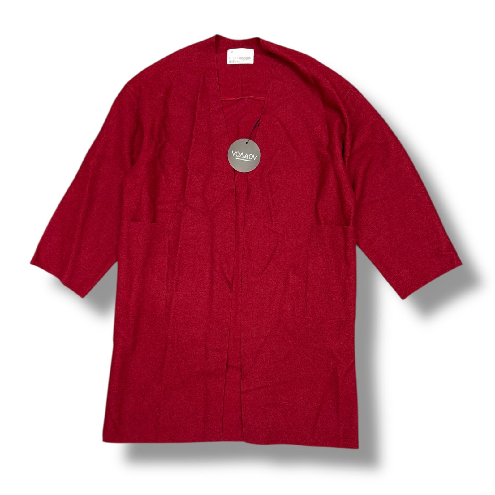 参考上代28380円 VOAAOV 24AW COMPRESSED WOOL Long Cardigan コンプレスドウールロングカーディガン コート ヴォアーブ VOWRL レッド 1 92553A5