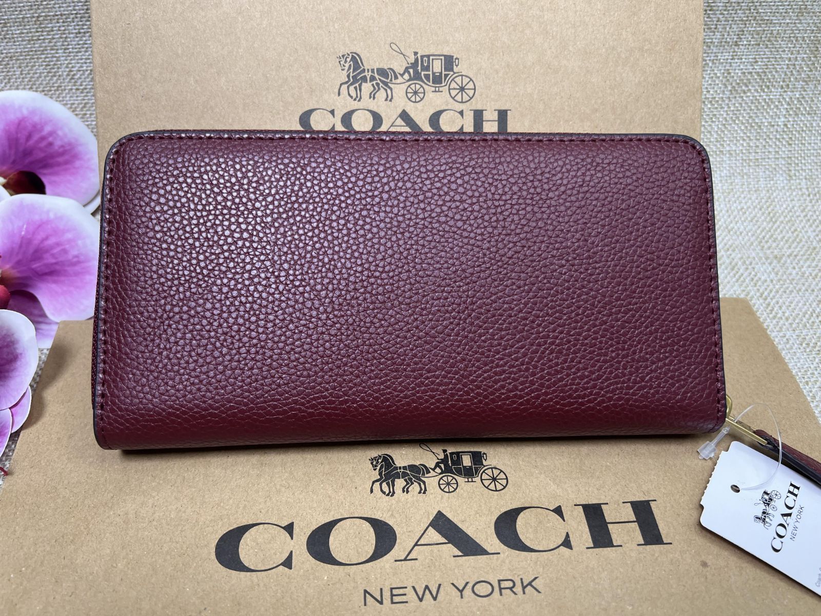 コーチ 財布 長財布 COACH ペブルド レザー ロゴ アコーディオン