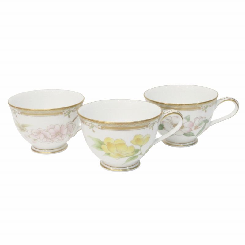 ノリタケ Noritake ガラ コンテッサ ティーセット カップ＆ソーサー 3客 皿 ティーポット シュガーポット ミルクピッチャー 花柄 0112  - メルカリ