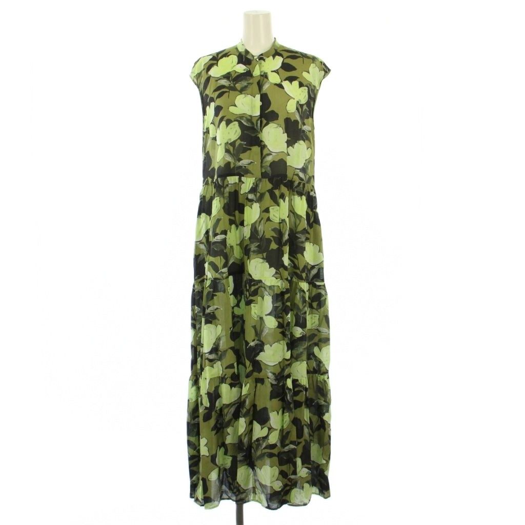 ボールジー BALLSEY トゥモローランド 23SS マグノリアプリントティアードワンピース フ マキシ ロング ノースリーブ バンド 36 緑 グリーン 11-06-32-06532 BB