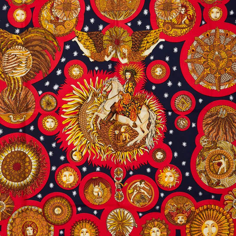 エルメス カレ90 LE ROY SOLEIL 太陽王 ネイビー マルチカラー シルク レディース HERMES 1-0238101