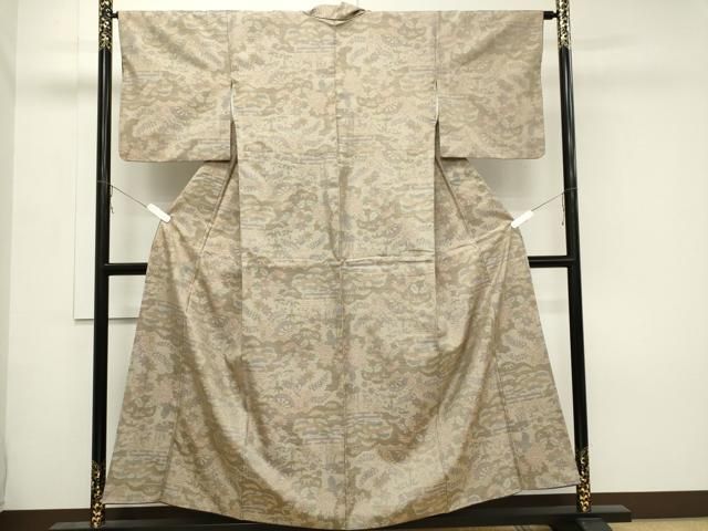 平和屋着物□本場大島紬 7マルキ 片輪車草花文 正絹 逸品 CAAX6616ou