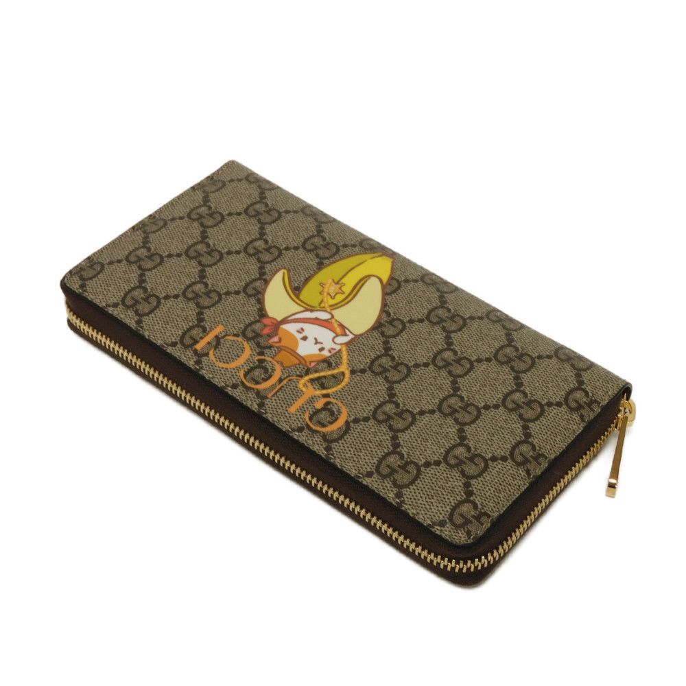 GUCCI グッチ　長財布　猫バナナ GUCCI グッチ ばなにゃ ジップアラウンドウォレット ロゴ ダブル