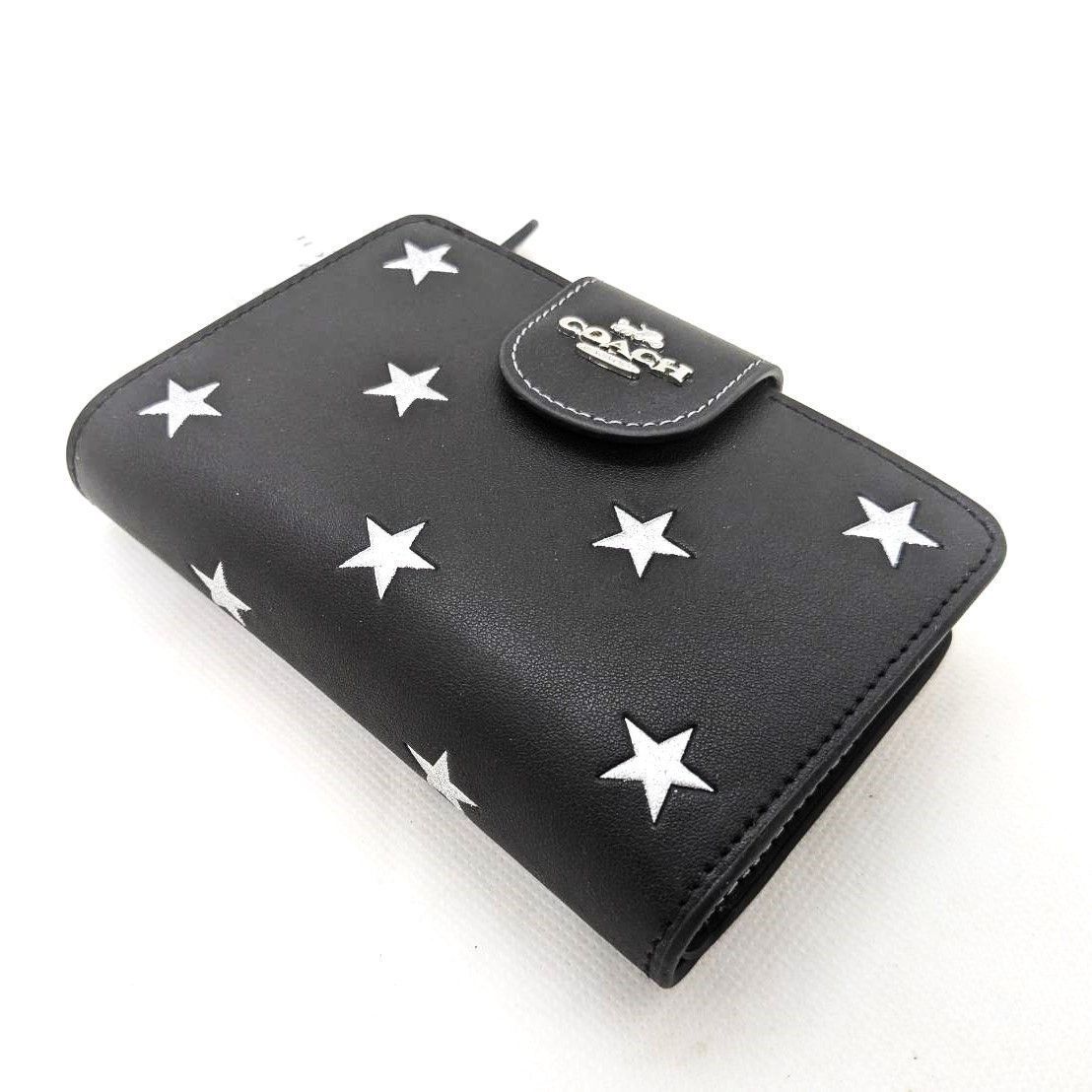 ⭐COACH ⭐二つ折り財布 ブラック ミディアム ウォレット スタープリント 星 アウトレット並行輸入品 - メルカリ