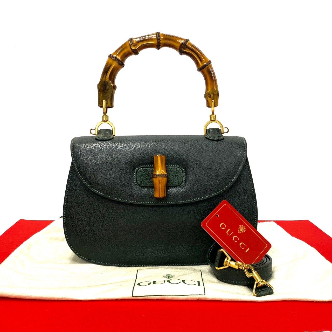 mughet　GUCCI グッチ バンブー 2way ショルダーバッグ 極 美品 袋付 GUCCI グッチ オールドグッチ ヴィンテージ