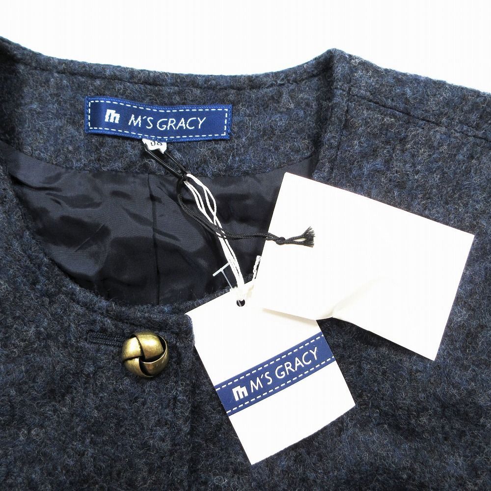 M'S GRACY ノーカラージャケット 38サイズ M'S GRACY - 良品◎M'S GRACY リネン混 ノーカラージャケット