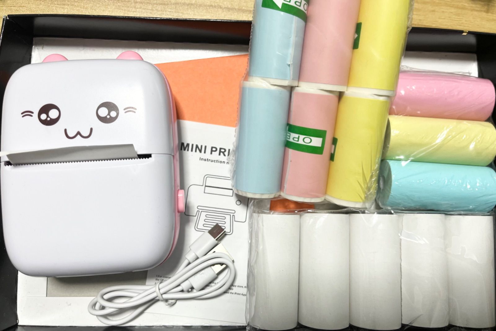ピンク1台【選べるロール紙セット】未使用ミニプリンター