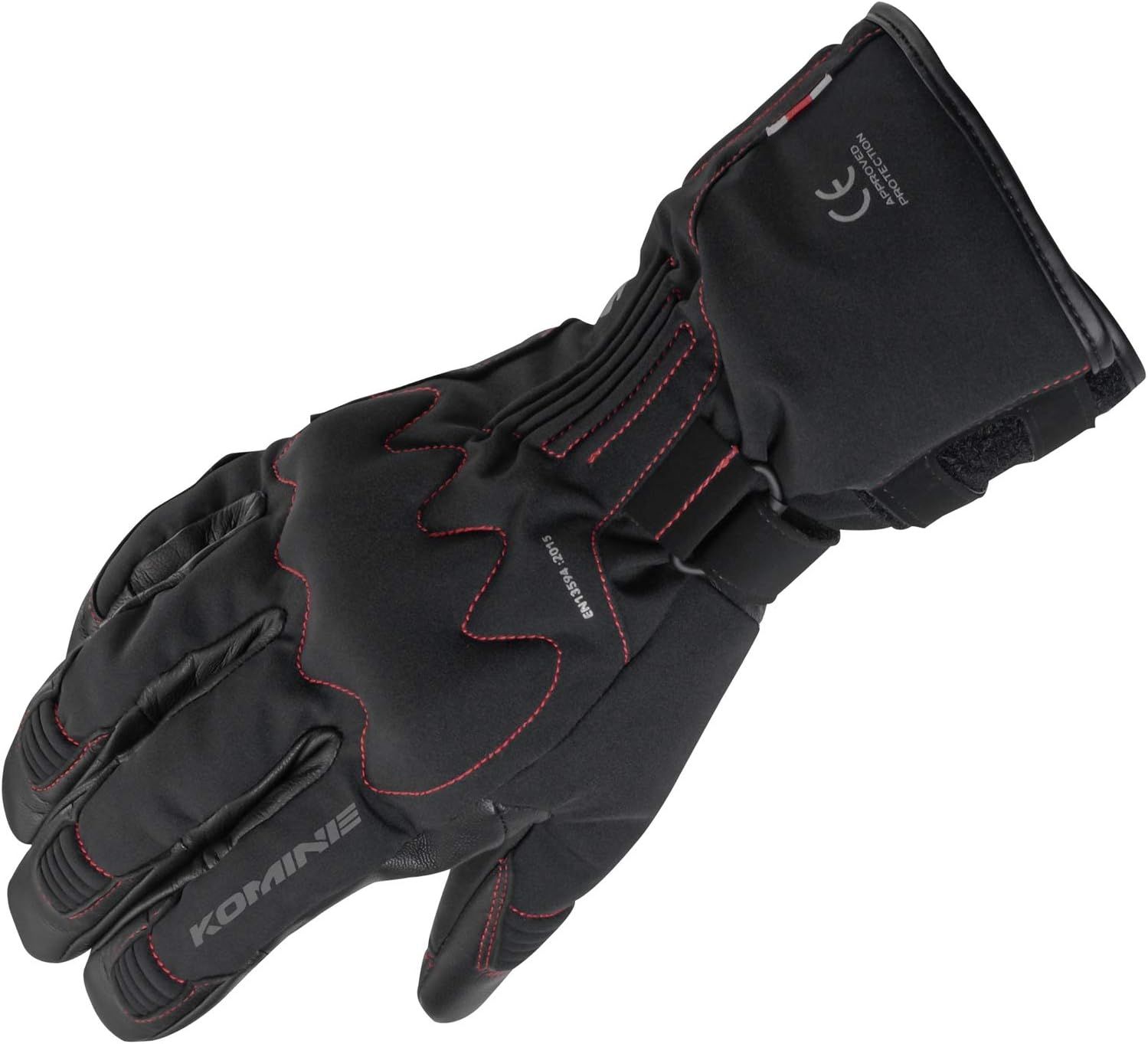 [コミネ] バイク用 AIRGELプロテクトウィンターグローブ ブラック/レッド L GK-828 1273 春秋冬向け 防水 防寒 CE規格 ストレッチ素材 プロテクター カーボン