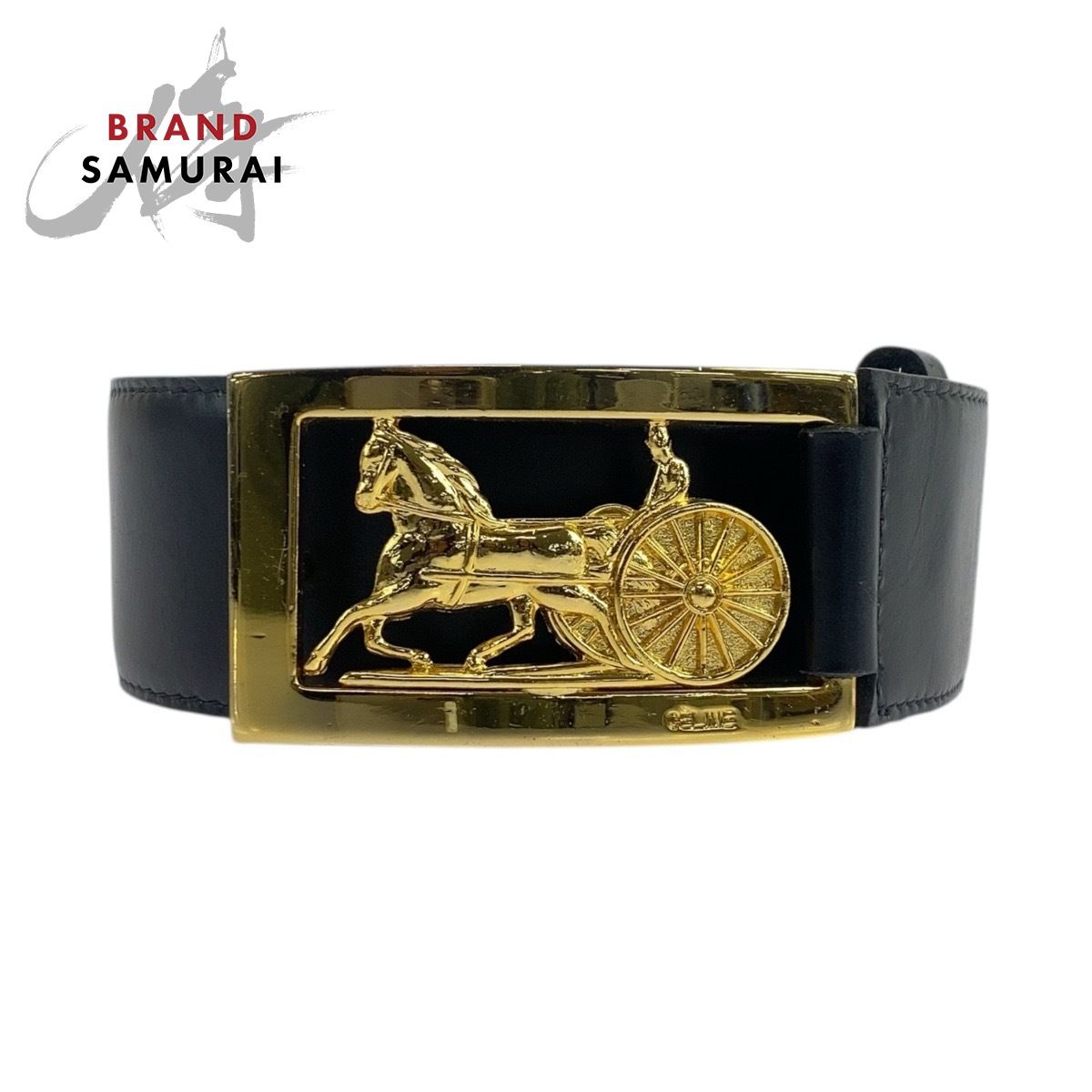 エルメス HERMES セリエ レザーベルト リバーシブル 70cm □B刻印 黒