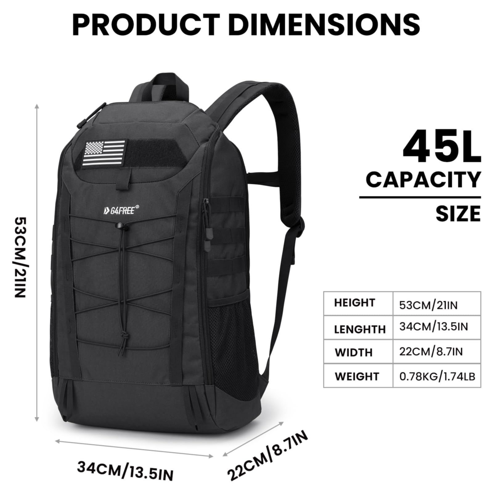 ハイキング バックパック 45L 防水 バックパック アウトドア スポーツ デイパック 登山 釣り 旅行 サイクリング　並行輸入 JSEIAJB アウトドア バックパック 45L 多機能 スポーツ バッグ 旅行