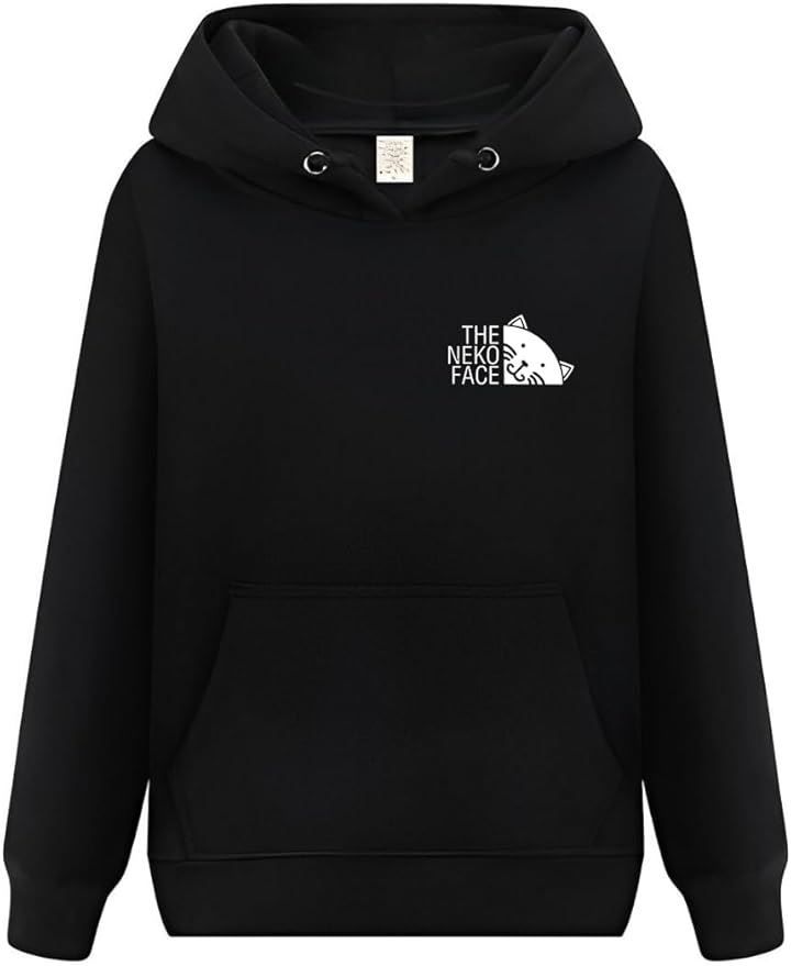 オリメイク ネコフェイス 猫 パーカー おもしろパーカー 面白い メンズ ネタ XLサイズ(ブラック，  XL)