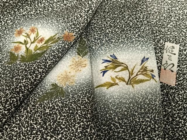 平和屋着物○伝統工芸士 押花作家 河村健三郎 訪問着 草花文 蛍