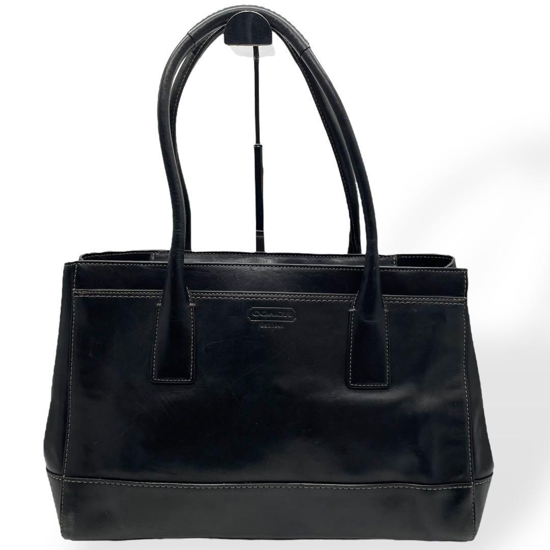 美品 COACH コーチ トートバッグ 肩掛け ブラック レザー ターン