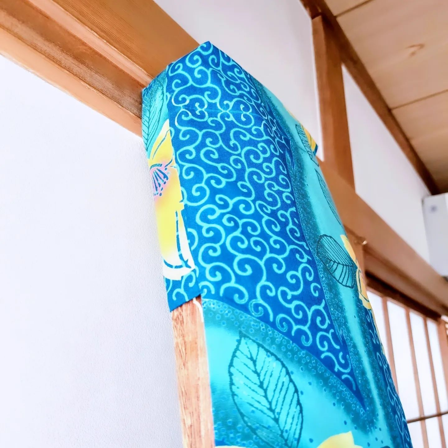 カバー 浴衣エメラルドブルー地