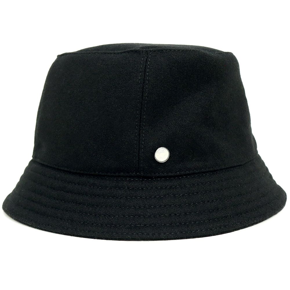 エルメス カルヴィ セリエ バケットハット 帽子 ハット #56 カシミヤ 100％ レーヨン シルク ノワール ブラック 黒 HERMES