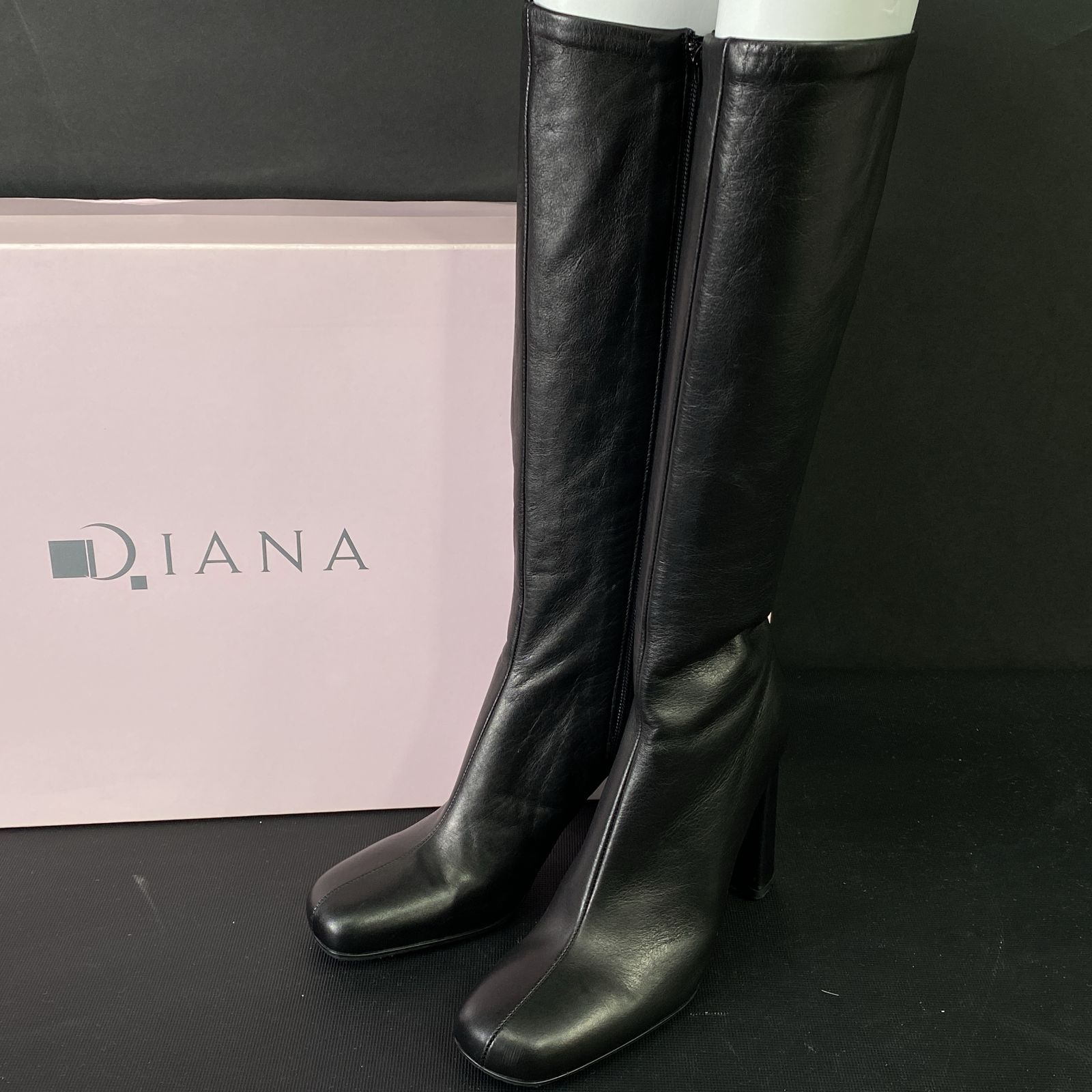 DIANA ダイアナ ロングブーツ 靴 21.5cm スムース ブラック 黒 