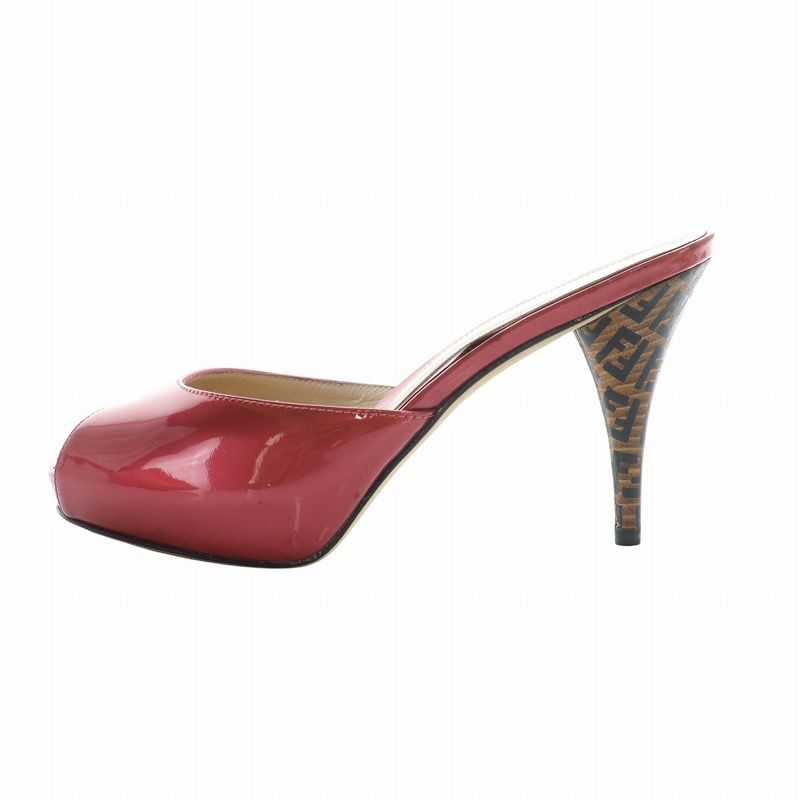 フェンディ FENDI ミュール サンダル オープントゥ ハイヒール ロゴ