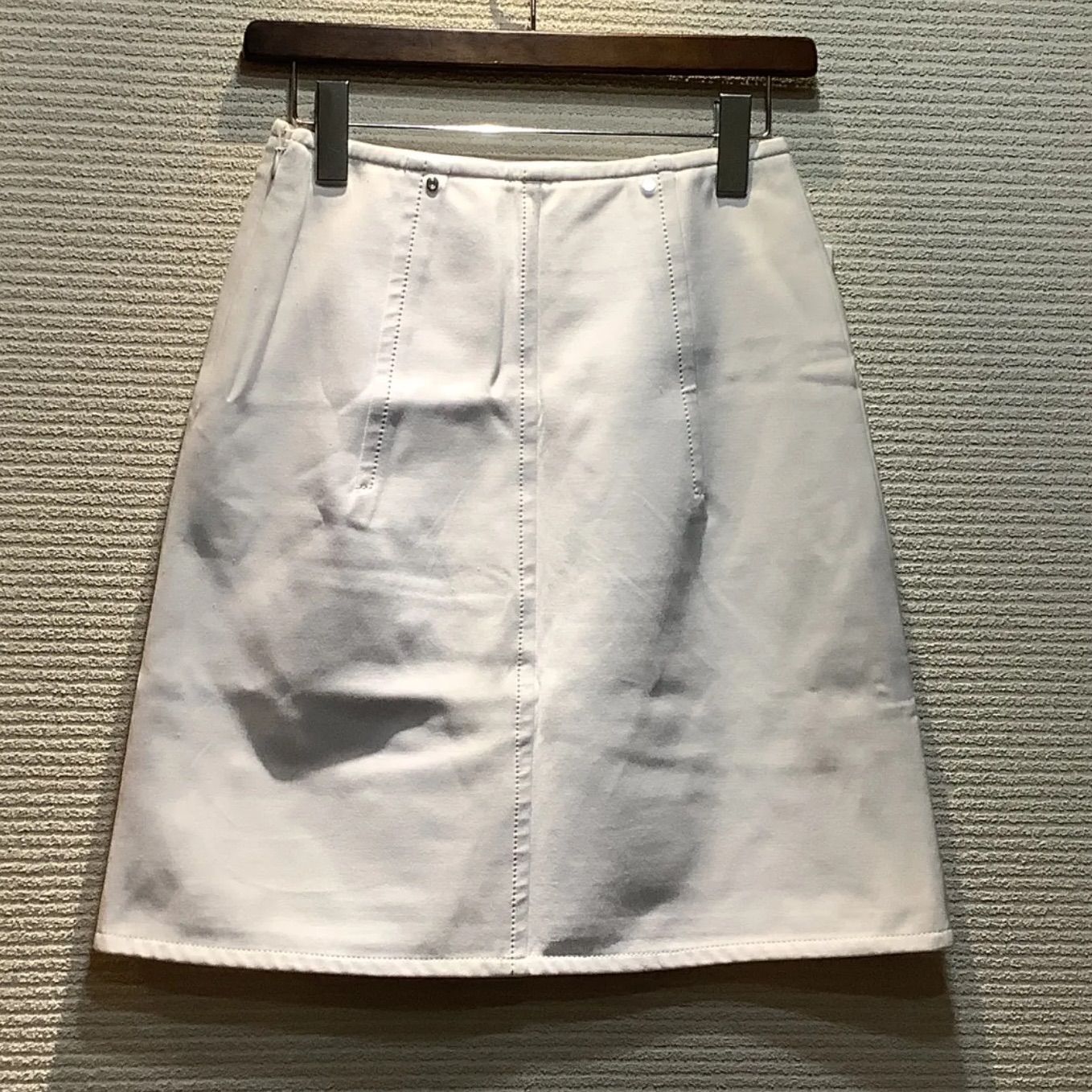 HERMES エルメス セリエボタン フレアースカート Aラインスカート 台形スカート ホワイト レディース SIZE34