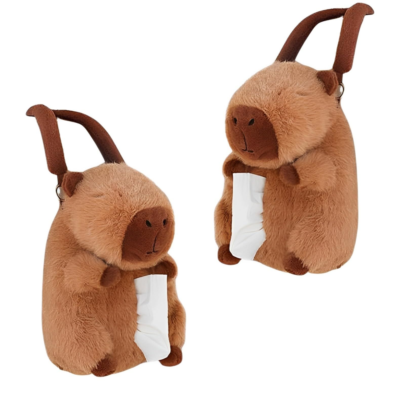 SESHIS カピバラ ティッシュケース 車 カー用品 ぬいぐるみ 可愛い ふわふわ 2個セット [2]