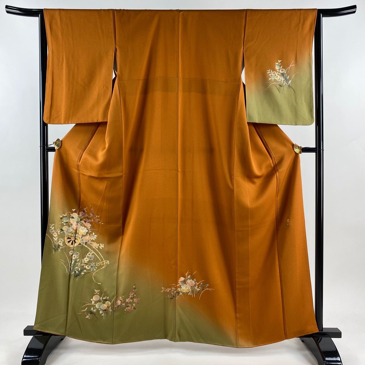 金彩友禅 和田光正 付け下げ 訪問着 落款入 正絹 ガード加工済 躾糸付き 金彩友禅 和田光正 付け下げ 訪問着 落款入 正絹 ガード加工済 躾糸