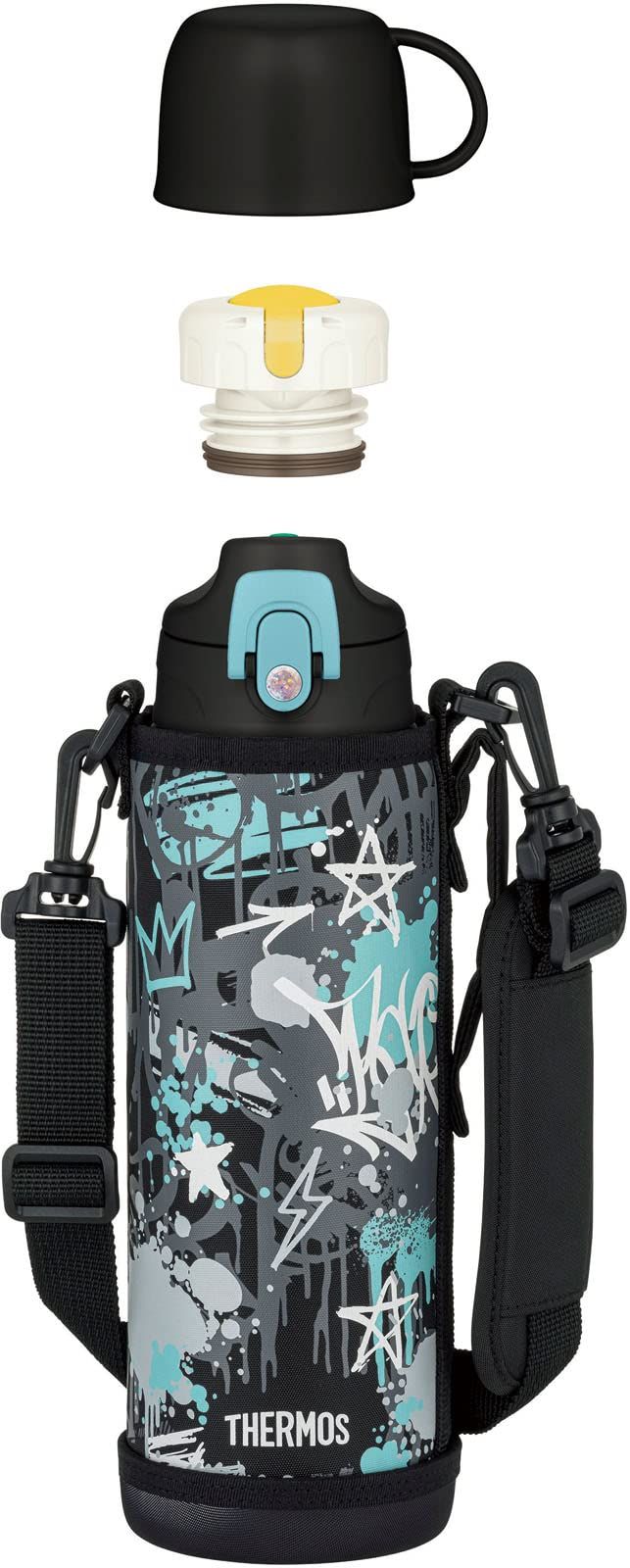 【新着商品】BKAQ FJJ-1001WF 通園通学 子供用 コップ付き 直飲み ブラックアクア 1L/1.03L 真空断熱2ウェイボトル 水筒 サーモス