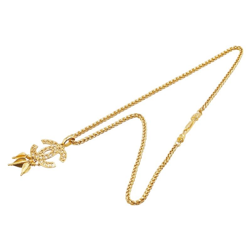 シャネル ヴィンテージ ココマーク スイング ロングネックレス メッキ  