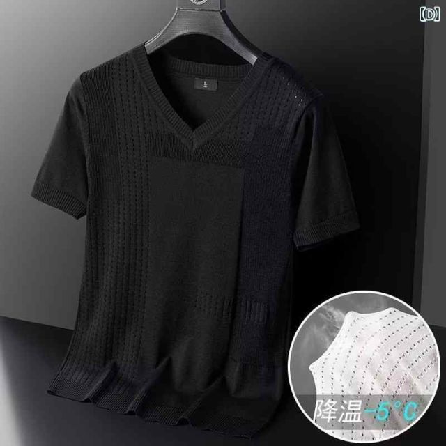 [2XL]メンズ ファッション 服 男性用 オシャレ シンプル 大人 かっこいい 大きいサイズ ストリート 紳士服 半袖 ショート パンツ スーツ 夏  冷感 ポロシャツ ハーフスリーブ セット カジュアル 種類2：M/A：白ラウンドネック メンズ ファッション 服 男性用 オシャレ シンプル 大人 かっこいい 大きいサイズ ストリート 紳士服 メッシュ 冷感 速乾 T シャツ 半袖 Vネック シャツ 夏 薄手 通気性 ニット トップス