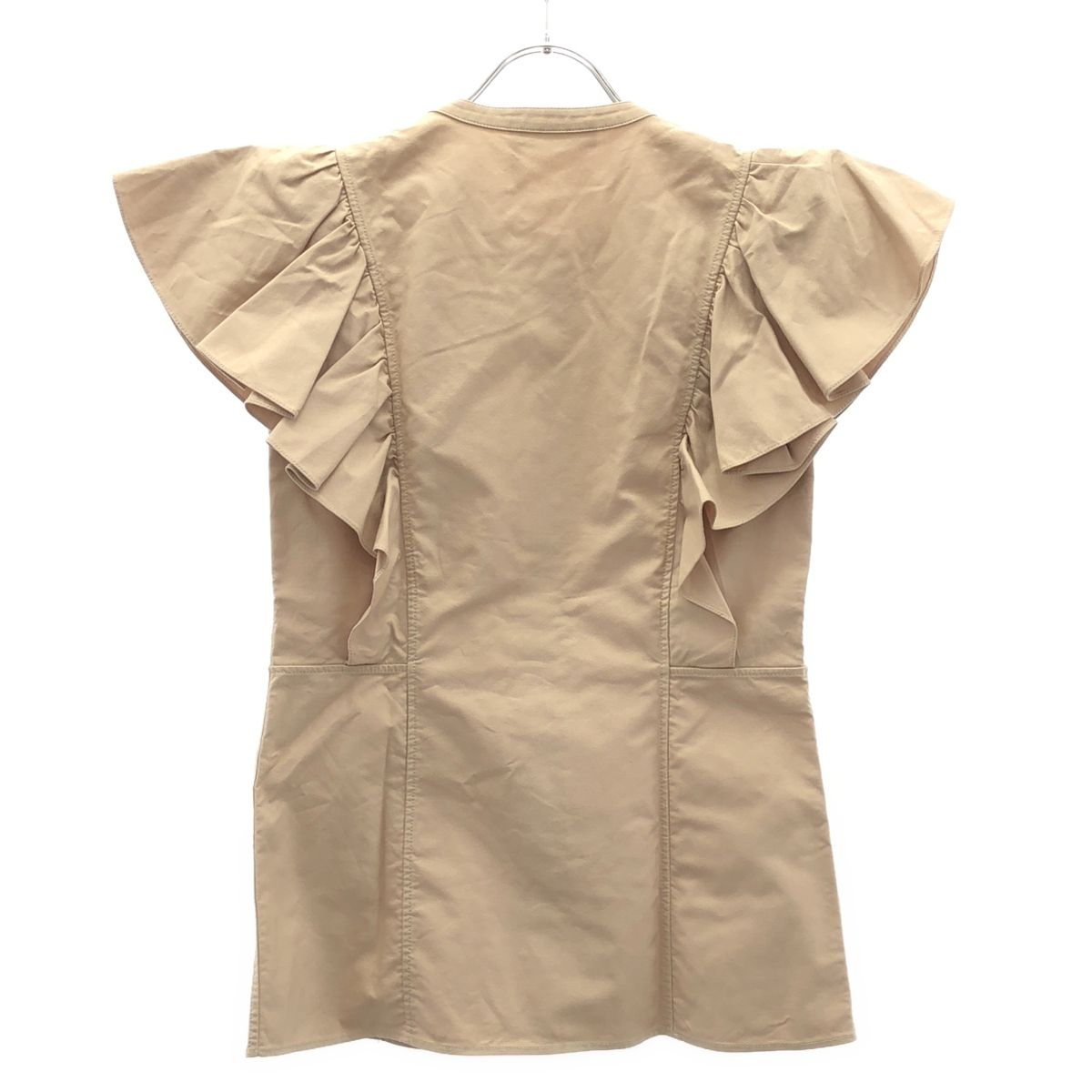 Chloe クロエ 24 AW ノースリーブフリルシャツ ベージュ 34