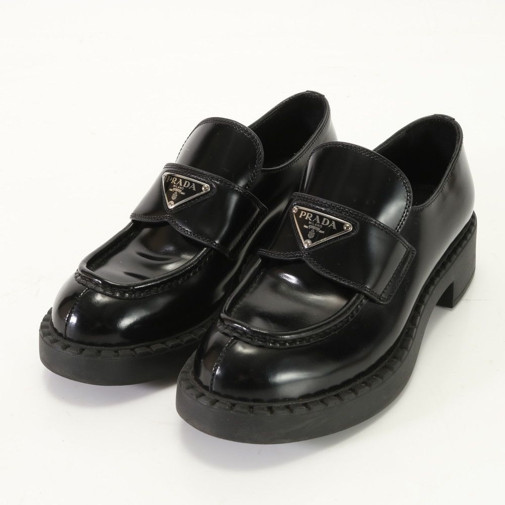 極美品 現行品 プラダ チョコレート パテントレザー ローファー 36 1/2  