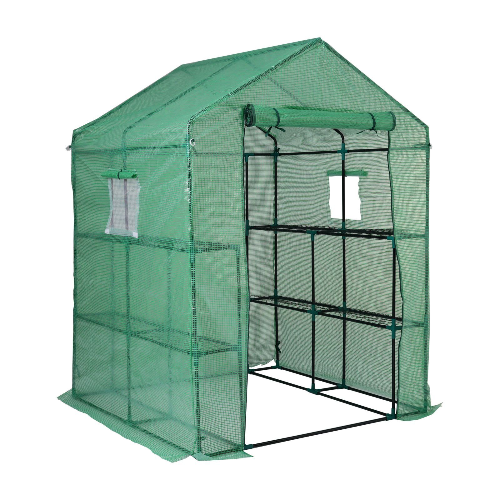 ビニール温室 大型 2枚カバー付き143*142*196CM 温室 左右2段 ベランダ 家庭用 ビニールハウス 家庭菜園 ガーデンハウス フラワーハウス ラック ビニール カバー 組立式