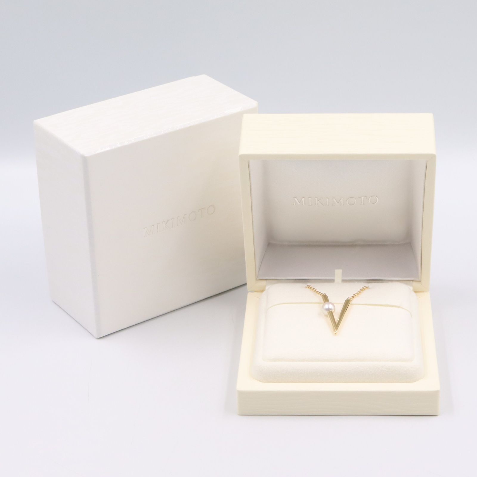 ミキモト MIKIMOTO ネックレス Vコード パール ネックレス 首回り68cm