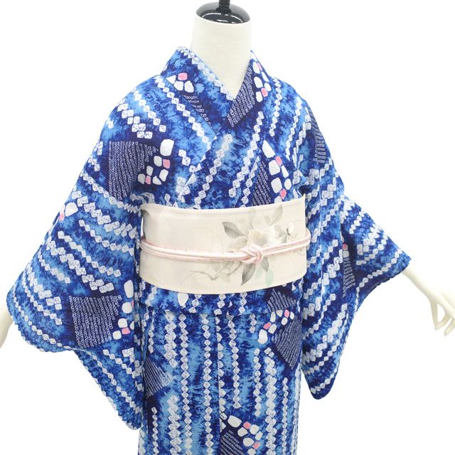 中古】 夏物 本場有松鳴海絞り 浴衣 リサイクル 有松 ゆかた