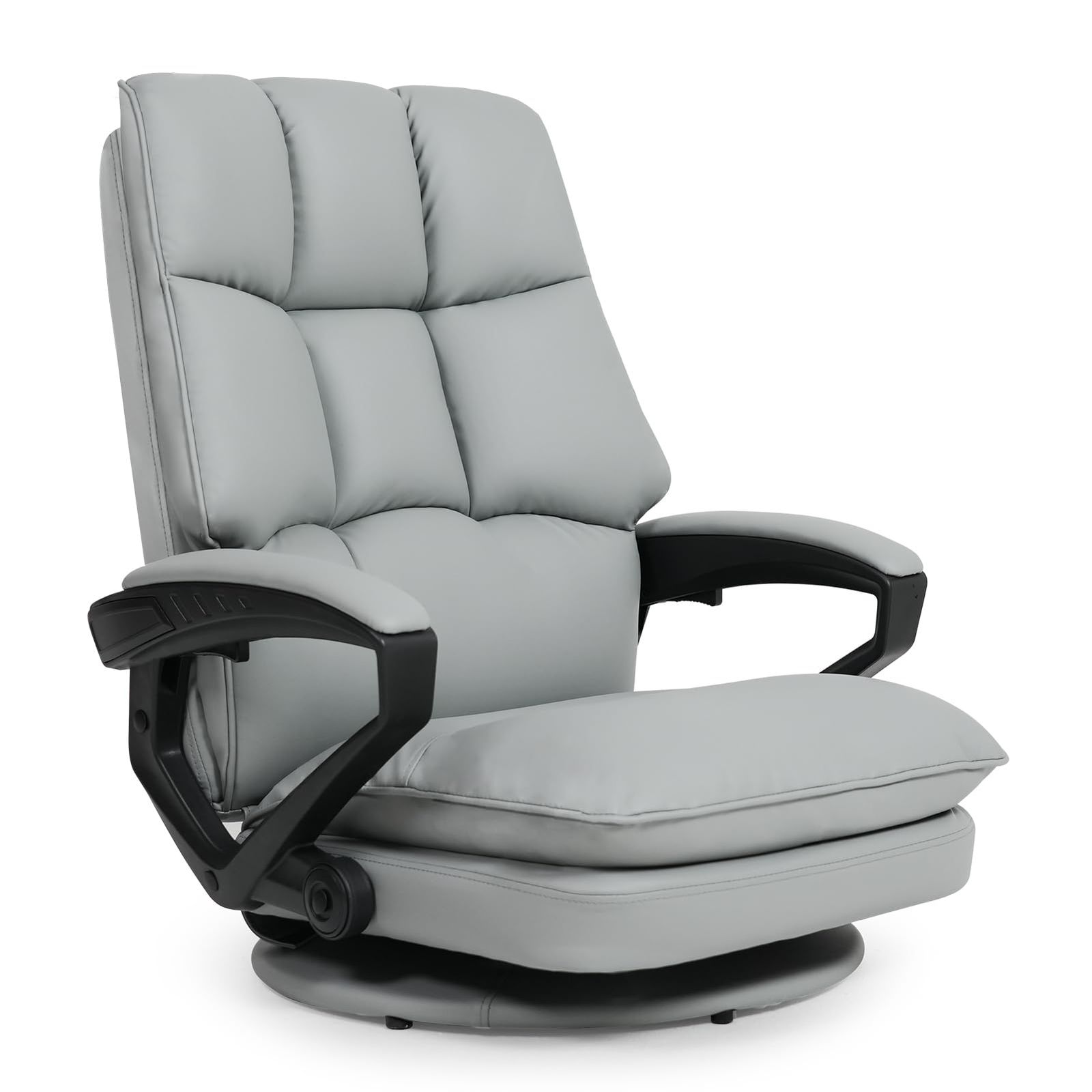 人気商品ゲーミングチェア ゲーミング座椅子 SeekFun 腰が痛くならない 360°回転 二重層クッション デスクチェア ランバーサポート 座り心地最高 肉厚 快適 LX-09SW PUレザー グレー