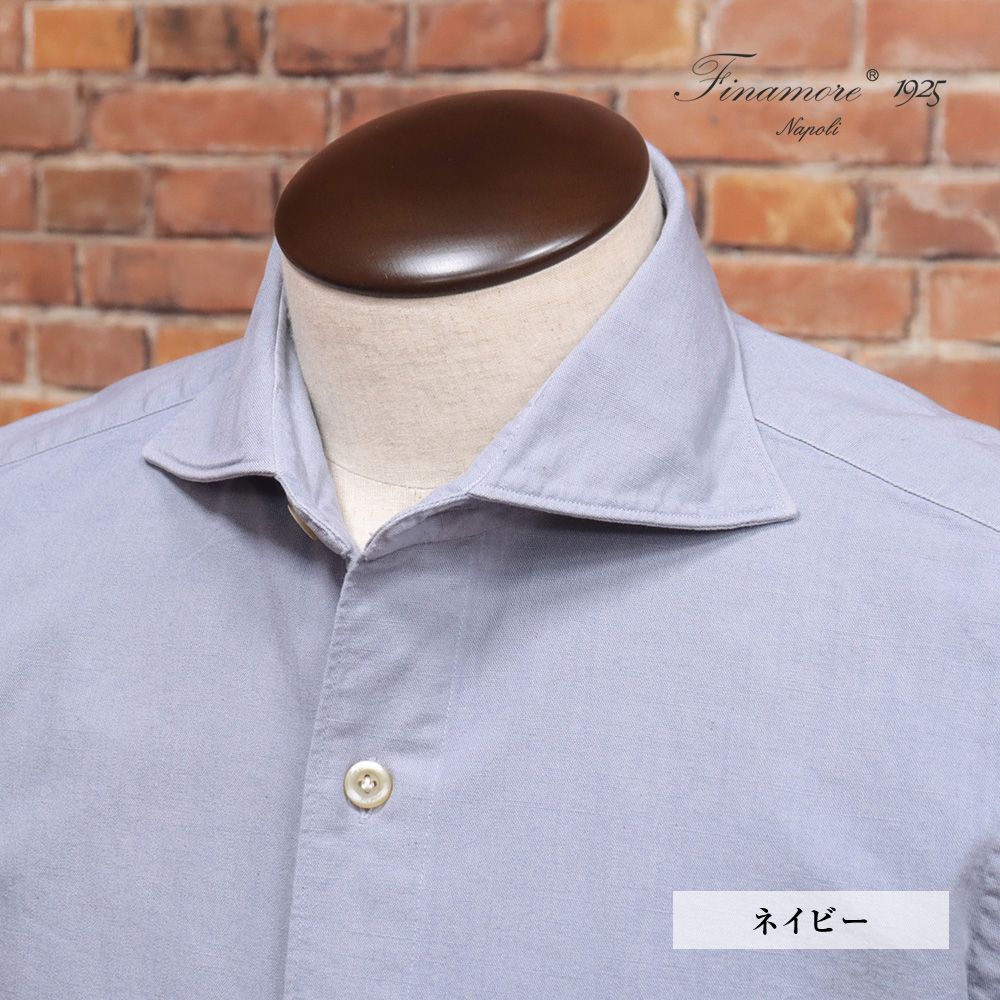 24AW Finamore 42cm イタリア製シャツ TOKYO46 990038 SIMONE 定番 きれいめ フィナモレ 長袖 紺 ネイビー mb107