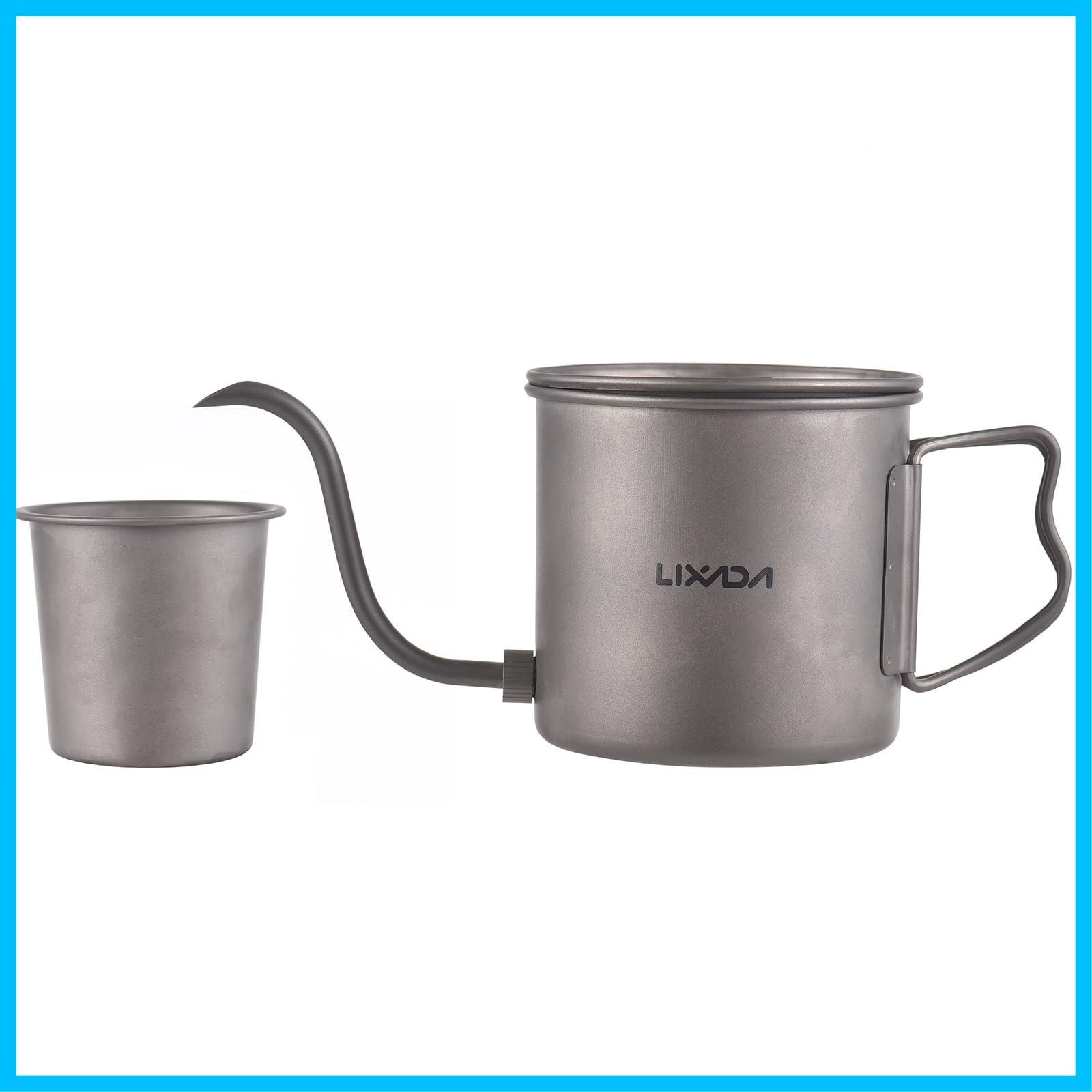 新着商品 ウォーターケトル 折りたたみハンドル 400ml 蓋付き 注ぎ口付きケトル チタンケトル コーヒーポット グースネックコーヒーポット チタン LIXADA