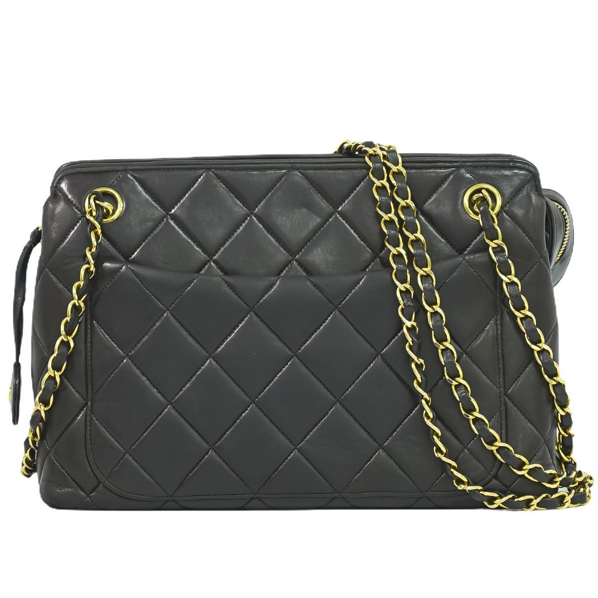 本物 シャネル CHANEL ココマーク マトラッセ チェーン ショルダーバッグ ラムスキン レザー ブラック Matelasse ジェンダーレス  ジェンダーフリー バッグ 中古 【フォロー割】